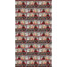A multicolor border stripe fabric with rows of woodland animals interspersed with sleds and winter gear.