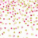 An 8x8 scan of the fabric swatch, showing scale and details on the white background with a scattering of pink, red, and gold metallic hearts.