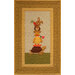 A quilted wall hanging featuring a bunny, chick, and turtle stacked playfully on a green grassy base.