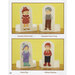 Four paper dolls dressed in seasonal outfits: winter clothes and Sunday attire are displayed.