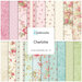 A collage of fabrics in the Charlotte Fat Quarter Set in soft shades featuring floral designs