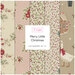 Collection of five fabric fat quarters featuring floral and holiday-themed designs in soft colors.