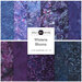 A collage of purple batik fabrics in the Wisteria Blooms fat quarter set