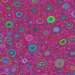 Violet fabric featuring various colorful circles and shapes, creating a playful pattern.