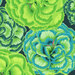 A colorful pattern of flowers in shades of green