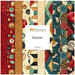 A collage of fabrics with stitching motifs included in the Stitchin' collection.