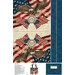 a fabric panel of a canvas bag panel of the US flag and an eagle with words on a cream background 