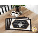 The four completed Self-Binding Placemats, colored in warm browns, espresso, and latte colored prints from the Coffee Life collection and fanned out atop a wooden table beside two mugs of coffee and a French press.