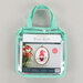 A clear, mint green carrying bag containing a valentine gnome embroidery kit by KimberBell.