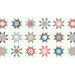 White fabric with large patchwork quilting stars on a background of simplified blue fleur de lis.