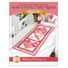 The front cover of the Heart & Lattice Table Runner pattern, showing the completed quilt colored in the Love Blooms collection.