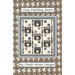 A quilt pattern featuring bear designs and paddles, framed in a houndstooth background.