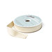 A spool of cream ribbon with a portion unspoiled isolated on a white background.