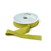 A spool of chartreuse ribbon with a portion unspoiled isolated on a white background.