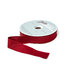 A spool of scarlet red ribbon with a portion unspoiled isolated on a white background.