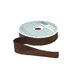 A spool of chocolate brown ribbon with a portion unspoiled isolated on a white background.