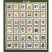 A colorful quilt featuring various floral and nature-themed block patterns, measuring 47 x 53.