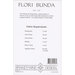 White fabric design sheet titled Flori Bunda, listing fabric requirements for a quilt project.