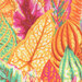 Colorful illustration of various leaves in vibrant shades of pink, orange, green, and yellow.