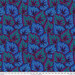 Vibrant blue and purple patterned leaves against a teal background, with a ruler at the bottom.