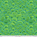 A patterned background of overlapping green scales in various shades, resembling aquatic elements.