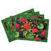 Four floral placemats with red flowers and green leaves isloated on a white background