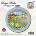 Cross stitch kit cover featuring a farm scene with a barn, melons, and a table with lemonade..