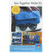 Image of a Sew Together Wallet Kit packaging, featuring a wallet, sunglasses, and project details.