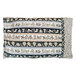 A decorative pillow featuring animal prints with alternating stripes in neutral colors isolated on a white background