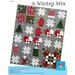 Colorful quilt design titled A Wintry Mix, featuring winter-themed blocks in red, green, and white.