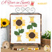 A collage of the August sunflower project with the finished wall hanging on a metal craft stand and bordered by coordinating decor.