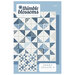 Quilt pattern cover featuring a blue and white log cabin design with a smaller geometric pattern below.