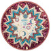 Circular table topper featuring a starburst pattern in shades of turquoise and purple featuring celestial motifs isolated on a white background.