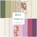 A collage of fabrics in the Cottage Lace fat quarter set showcasing various patterns and colors.