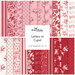 A stacked collage of the red, pink, and white fabrics included in the Letters to Cupid FQ Set.