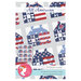 The front of the All American quilt pattern with a zoomed in shot of the quilt and a full sized digital version.