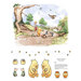 A minky fabric panel with a watercolor illustration of Christopher Robin and Pooh and friends, with cute cutouts at the bottom.