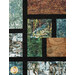 A close up shot of the stained glass fabric piecing, demonstrating fabric, piecing, sashing, and stitching details.