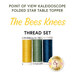 Image of a thread set for The Bees Knees folded star table topper, featuring three spools in yellow, green, and blue.