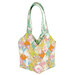 Colorful patchwork tote bag with floral designs from the Sunday Brunch collection by Tilda, isolated on a white background.