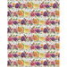 A multicolor border stripe fabric with rows of dahlia flowers and butterflies.