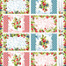 A summer strawberry panel with eight rectangle cutouts for a placemat project.