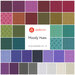 A collage of the fabrics featured in the Moody Hues Fat Quarter set, arranged in rainbow order.