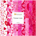 Digital collage of fabrics included in the Forever Love collection with red, pink and white fabrics with a Valentine's Day theme.