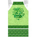 Green apron with the text Kiss Me, I'm Irish, decorated with shamrocks and a marbled background.