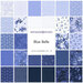 A grid collage of blue and white fabrics included in the Blue Belle Fat Quarter Set.