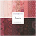Colorful fabric swatches in varying shades of red and pink, labeled Operetta by Maywood Studio.