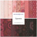 Colorful fabric swatches in varying shades of red and pink, labeled Operetta by Maywood Studio.