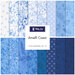 Collage of fabrics in the Amalfi Coast Fat Quarter Set featuring floral prints in white and shades of blue