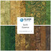 A collection of 20 fat quarters in earthy tones and patterns from Island Batik, labeled Earth Essence.